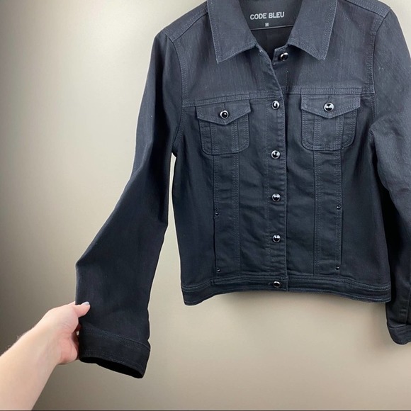 Code Bleu Black womens fall Madeline Denim Jacket - Picture 5 of 10